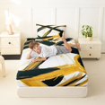 thumbnail image 4 of Homewish Gold Black Circle Twin Sheets,Aesthetic Geometric Bedding,3 Pieces,1 Fitted Sheet and 1 Pillowcase, 4 of 6