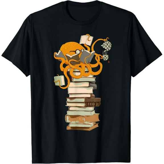 Reading Octopus Shirt - Cute Tea Coffee and Book Lover Gift Tee for Readers