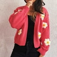 thumbnail image 3 of Womens Y2K Cardigan Sweaters Long Sleeve Open Front Cropped Flower Knit Cardigan Aesthetic Shrug Back to College Outfits, 3 of 4