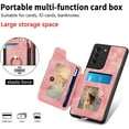 thumbnail image 4 of Phone Case for Samsung Galaxy S21 FE 5G Wallet Cover with Screen Protector and Wrist Strap Lanyard RFID Card Holder Ring Stand Cell Accessories S 21 EF S21FE5G UW S21FE 21S G5 6.4 inch Women Men Pink, 4 of 13