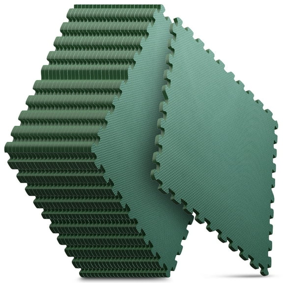 Home Gym Mat, Puzzle Exercise Mat, EVA Interlocking Foam Floor Tiles for Home Workout Equipment and Kids' Play Areas - Green, 24 in x 24 in x ½ in - 16 Tiles
