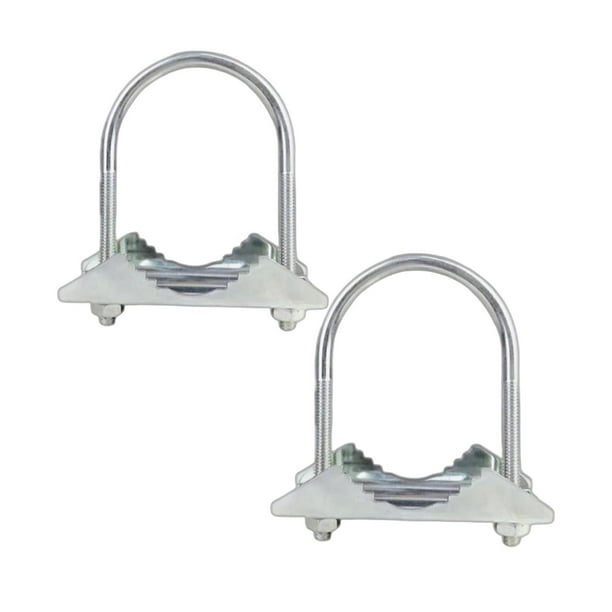 2x Abrazadera de Montaje de Antena con Perno en U, Abrazadera de Tubo para Antenas de TV, Fijación Exterior