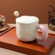 thumbnail image 5 of 1 juego de taza de té de cerámica, bonita taza de café, taza de desayuno, taza de té, taza de cerámica estética, taza de café grande con tapa y cuchara, 301-400 ml, 5 of 7