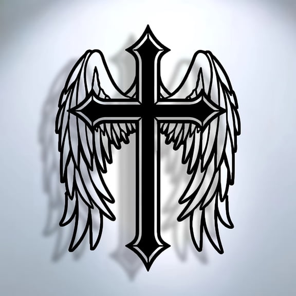 HELLOYOUNG Elegant Abstract Angel Cross Metal Wall Art - Minimalist Christmas Decoration for Homes, Offices, Etc. - Multifunctional Hanging Ornament Gift for Music Lovers and Collectors