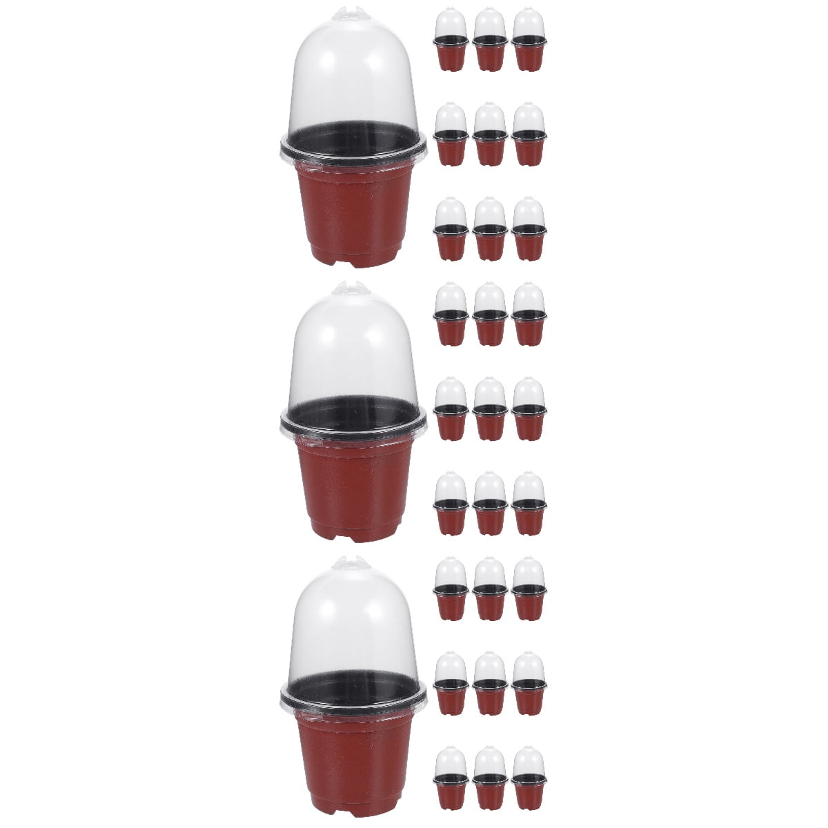 BERTDOMD 30-Pack Plastic Plant Nursery Pots with Transparent Humidity Dome, Seed Starting Containers for Gardening and Plant Propagation