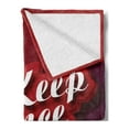 thumbnail image 2 of Saying Soft Flannel Fleece Throw Blanket, Keep Silence Typographic Phrase Hand Writing Inscription Print, Cozy Plush for Indoor and Outdoor Use, 50" x 60", Red Maroon and White, by Ambesonne, 2 of 5
