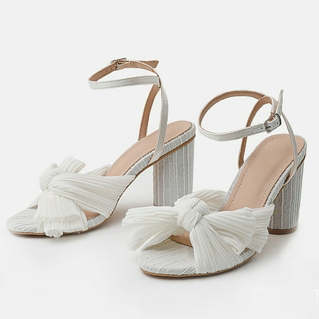 

Cathalem Women s Summer Thick Heel High Heel Bow Crossborder Large Size Sandals Womens Sports Sandals Size 11 White 6.5