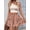 Pink, variant on Women'S Summer Casual Elastic Waist Shorts Boho Floral Print A-Line Swing Ruffle Shorts with Drawstring Black XL