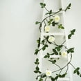 thumbnail image 6 of Balsa Circle 6 feet Green Garland 5 Ivory Silk Rose Flowers Leaves Wedding Party, 6 of 7