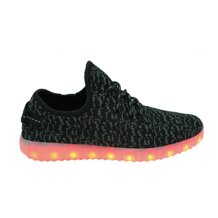 Galaxy LED Shoes Light Up USB Charging Low Top Knit Women's Sneakers (Black)