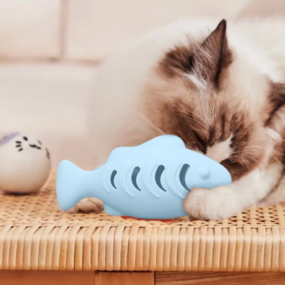 3 Pack Cat Fish Toys: Interactive Treat Dispensing Puzzle for Indoor Cats - Blue Silicone Slow Feeder Enrichment Toy