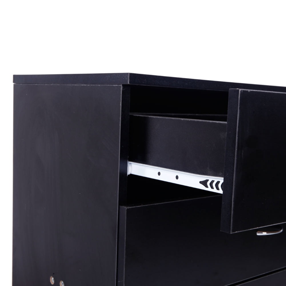 Kadyn Minimalist MDF 4 Drawer Dresser, Modern Chest with Generous Storage Space, Functional Organizer with Solid Wood Frame, Black Chest of Drawers for Bedroom, Living Room and Children's Room (Black)