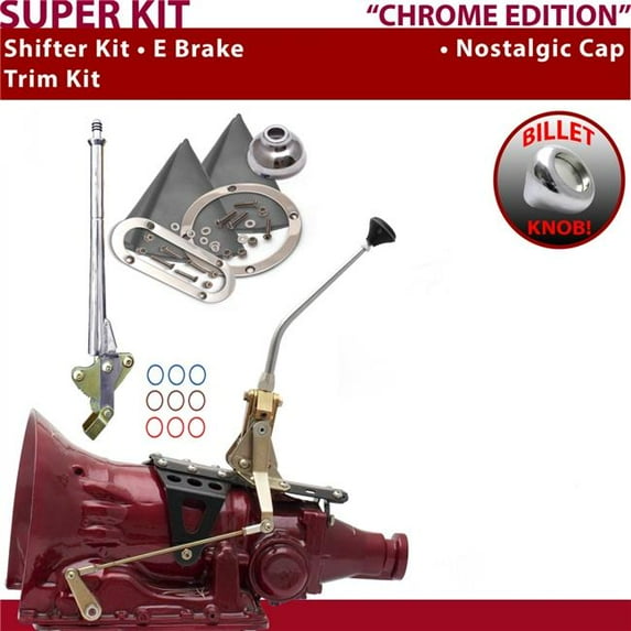 American Shifter 4L60 Shifter Kit Chrome 10 in. E Brake Trim Kit for EF14E