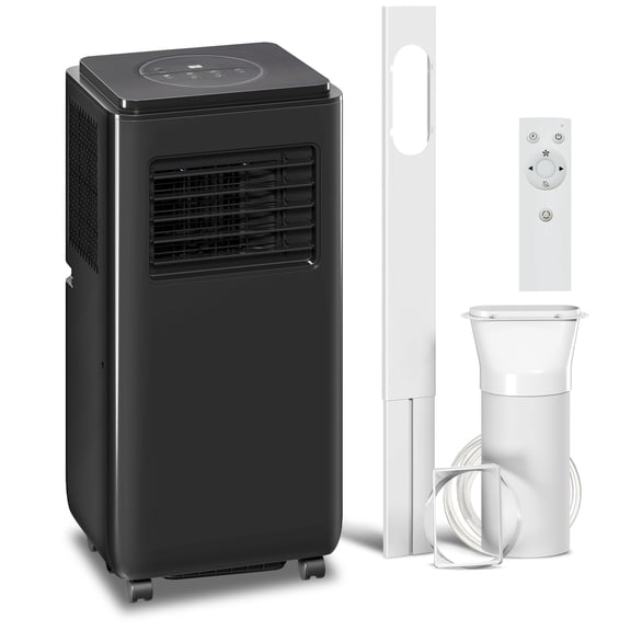 Portable Air Conditioner with Window Kit and Remote Control, Compact Floor Standing AC Unit with Dehumidifier for Home Office Bedroom, Black Cooling Unit
