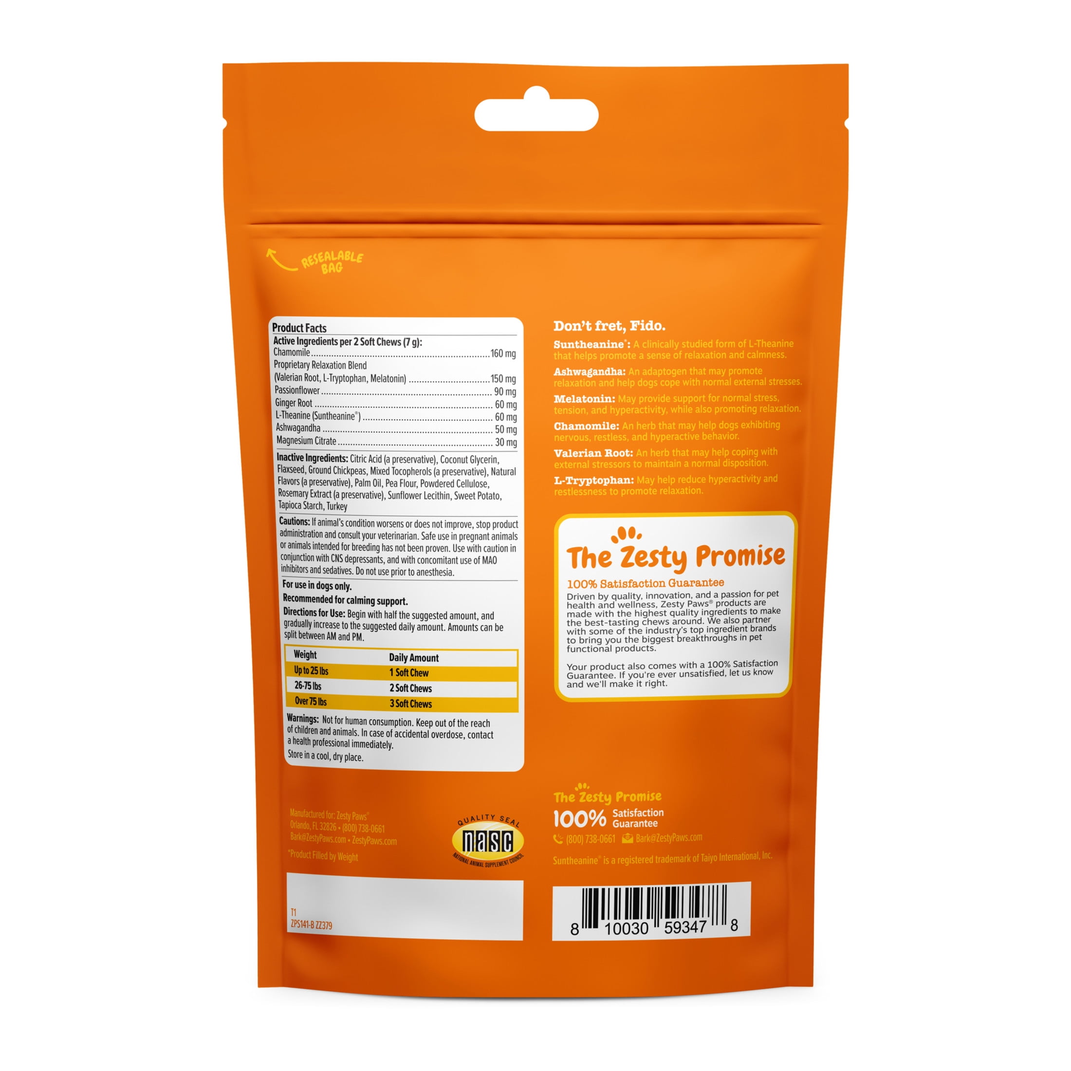 Zesty Paws Calming Plus Bites Turkey Flavor, 60 Count