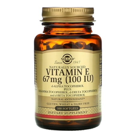 Solgar Vitamin E 67 MG (100 IU) Mixed Softgels (d-Alpha Tocopherol & Mixed Tocopherols) 1 ea