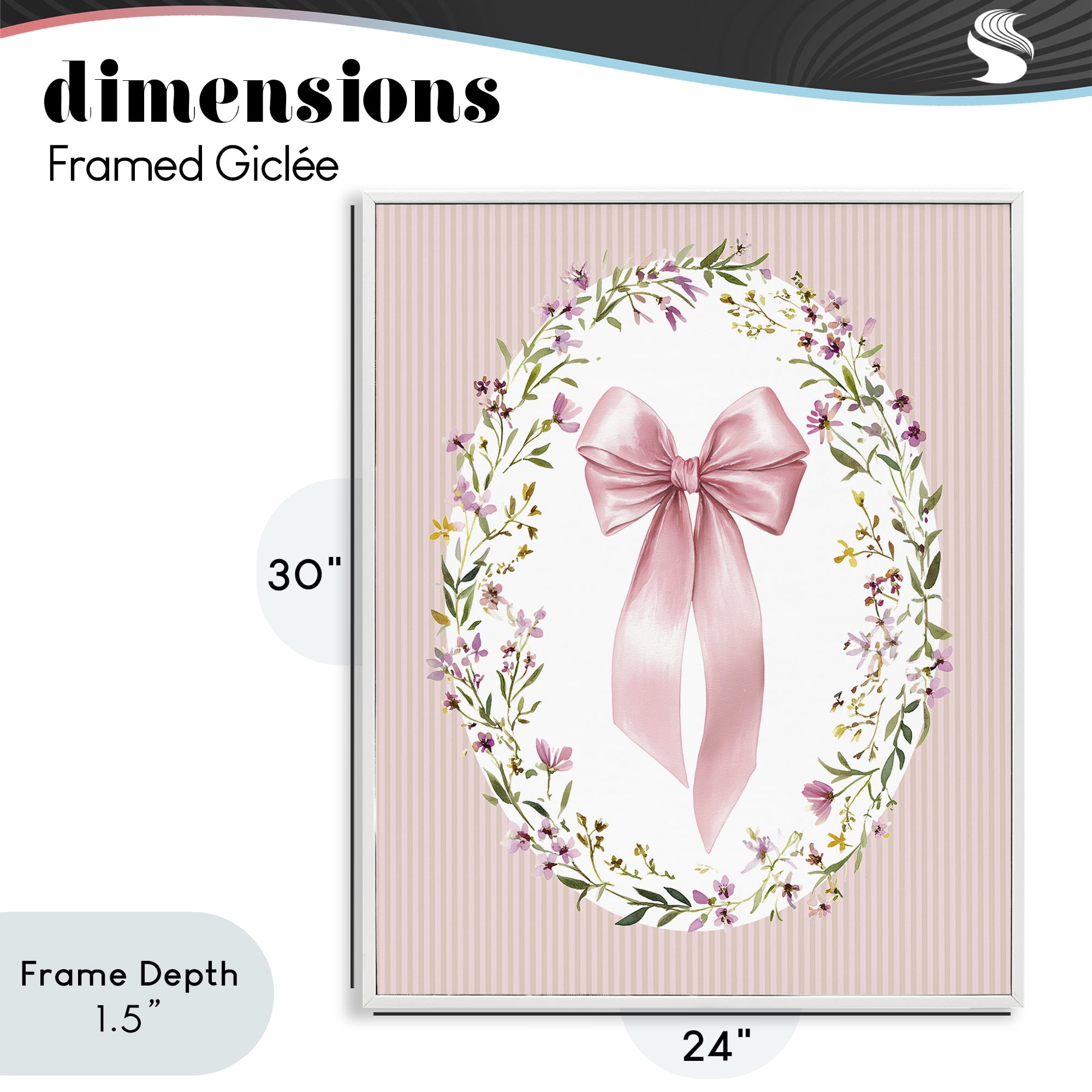 Stupell Industries Ribbon with Oval Florals White Framed Giclee Art, design by Christine Simpson Art