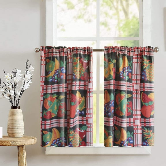 Cotton Fruit Bundle Print Café Tier Curtains Window Treatment Kitchen Home Décor