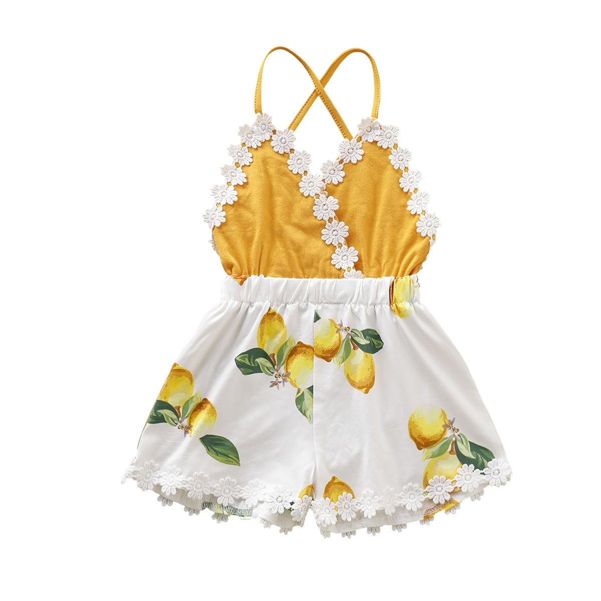 Baby girl top lemon romper