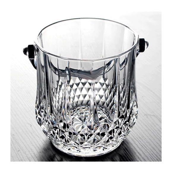 Clear Wine Bucket Round Beverage Tub with Handles, Portable Beer Bottle Drink Cooler Champagne Chiller Bin for Party, Bar, Home, 1L
