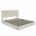 thumbnail image 3 of Queen Size Upholstered Platform Bed with Hydraulic Storage System,No Box Spring Needed,Beige, 3 of 6