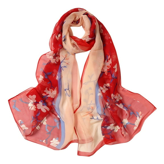 LIZENG 160*50cm Women Flower Print Long Soft Wrap Scarf Silk Shawl Scarves with Shawls for Headscarf and Neck for Fashion and Comfort