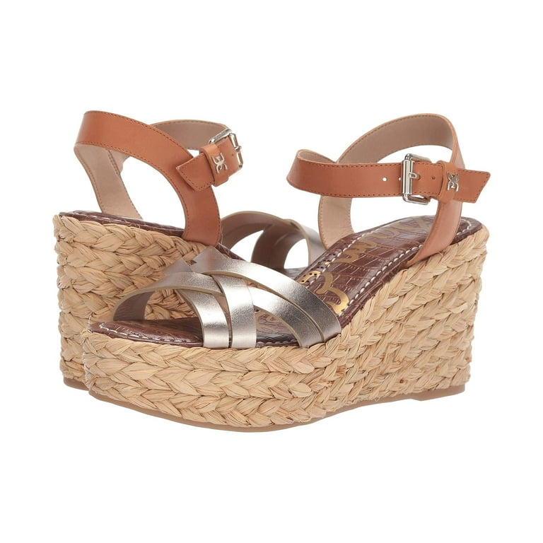 Sam Edelman Darline Heeled Sandals Wedge Platform Gold Nude Natural Buff GOLD BUFF 9.5