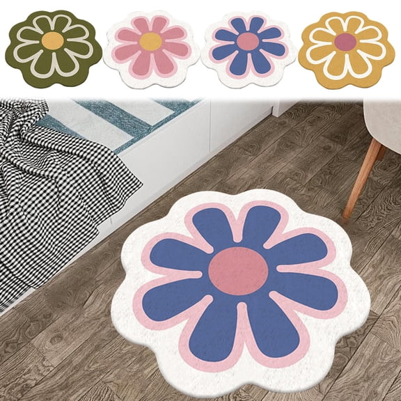 Fengqque Flower Bath Mat Soft Floor Mat Bathroom Non Slip Water Absorbent Rug,Bath Mat Door Mats Rugs for Entrance Bedroom Kitchen Bathroom Toilet Floors 23.62" x 23.62"