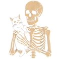 thumbnail image 2 of 100% Cotton Skeleton & Black Cat T-Shirt – Gothic oversized Tee for Men and Women – Spooky Casual Top, 2 of 7