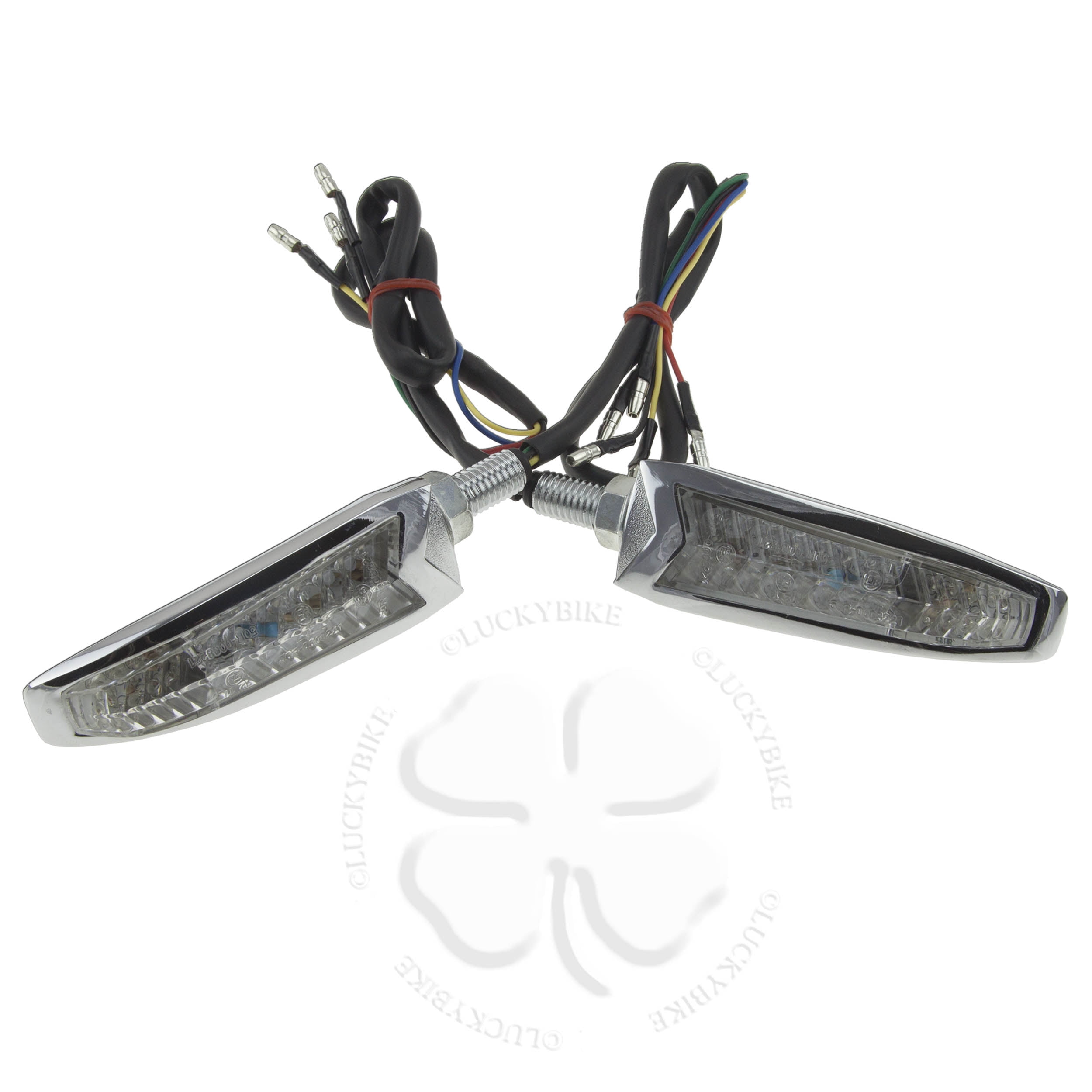 LED Stalk Turn Signal Clear Chrome Universal Light Motorcycle Stem