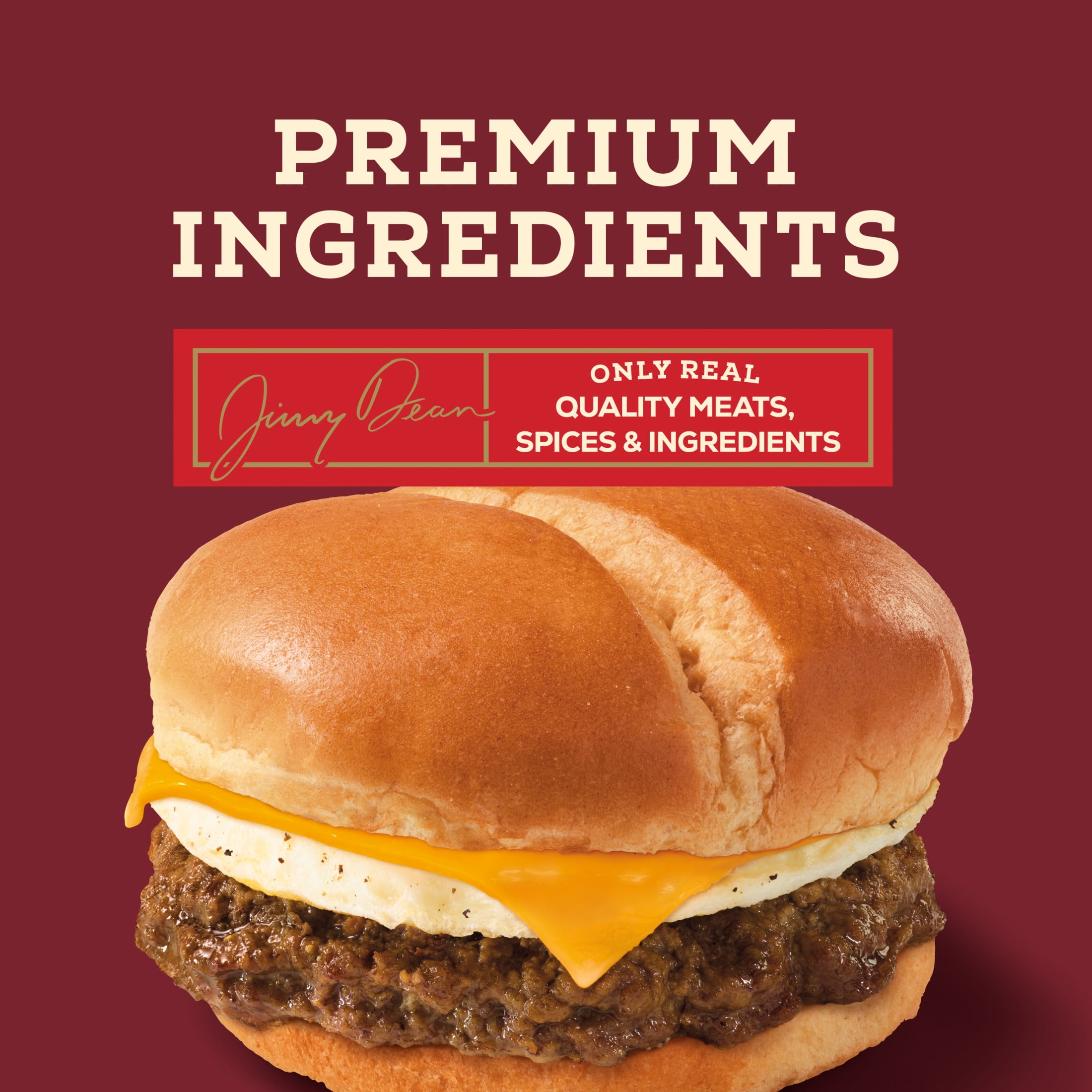 Jimmy Dean Protein Breakfast, Burger, Egg, Cheese Brioche, Fully Cooked Frozen Sandwiches, 2 Count