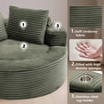 thumbnail image 5 of Leumius Oversized Round Chaise Lounge Sofa,Upholstered Lounge Chair with 2 Pillows and Cupholders,Boneless Sofa Couch with Memory Foam,Deep Seat Sleeper Chair for Living Room,No Assembly,Green, 5 of 8