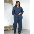thumbnail image 4 of Loose V Neck Sweatshirt & Pants Set (S, Black), 4 of 6