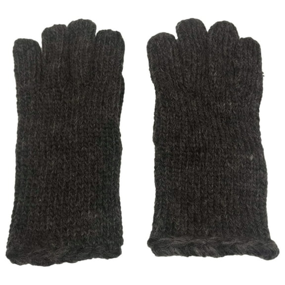 Womens Soft Dark Gray Wool Blend Knit Gloves