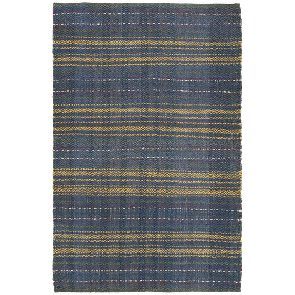 SAFAVIEH Natural Fiber Ombre Striped Jute Area Rug, Blue/Gold, 6' x 6' Square
