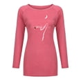 thumbnail image 4 of Camiseta de manga larga informal suelta con cuello redondo y estampado de color liso para mujer Fridja hj1784, 4 of 4