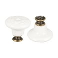 thumbnail image 4 of 32x34mm Ceramic Drawer Knobs, 2pack Ball Shape Door Pull Handles with Mounting Screws for Dresser, White, 4 of 6