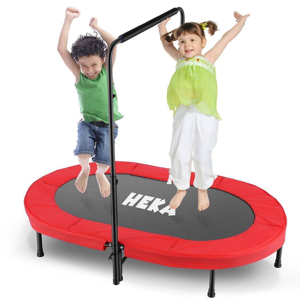 LBLA 38” Foldable Trampoline Mini for Indoor Fitness Bounce Trampoline for Children Kids Adult Outdoor Fitness Equipment Aerobic Exercise 