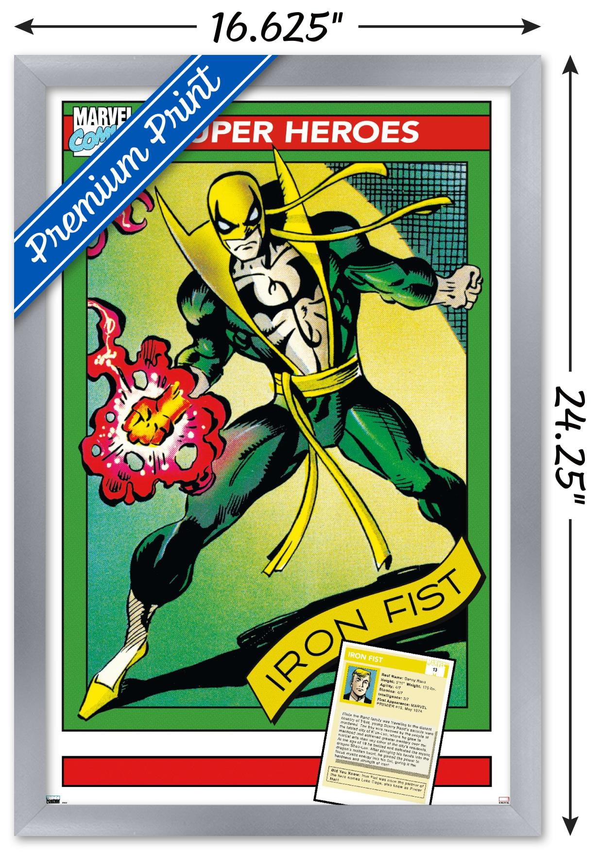 Marvel Trading Cards - Iron Fist Wall Poster, 14.725" x 22.375" Framed