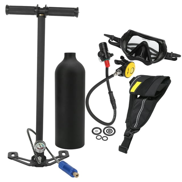 Kit de Réservoir de Plongée Portable 1L, Mini Réservoir de Plongée avec Soupape de Décharge, Conception de Filtre et Manomètre Étanche, pour Exploration sous-Marine