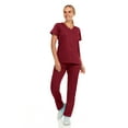 thumbnail image 4 of Hey Collection Womens Stretch Colorful Cargo Mock Neck Scrubs Set, Medical Nursing Tops with Four Pocket Scrubs Straight Leg Pants, 4 of 5