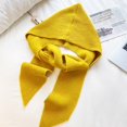 thumbnail image 6 of Women Hooded Shawl Solid Color Lace-up Knitted Shawl Autumn Winter Elastic Versatile Casual Hat Scarf-Yellow, 6 of 8