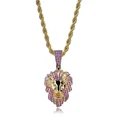 thumbnail image 3 of Hip Hop Micro Paved AAA+ Cubic Zirconia Iced Out Bling Male Lion 14K Yellow Gold Pendants Necklace for Men Rapper Jewelry, 3 of 8
