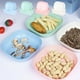 thumbnail image 1 of Set de platos de snacks tipo paja de plástico estilo japonés con saliva - 10 platos y 1 base, cuadrado de 5,6", azul blanco rosado verde, apilable y fácil de limpiar, 1 of 6