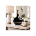 thumbnail image 2 of Elegant Rounded Bottle Form Glass Vase for Living Room Decor - Home Decor Accents with Metal Topper Detail - Decorative Glossy Flower Vase for Room, Bedroom, Office, and Table - 20", Black & Gold, 2 of 12