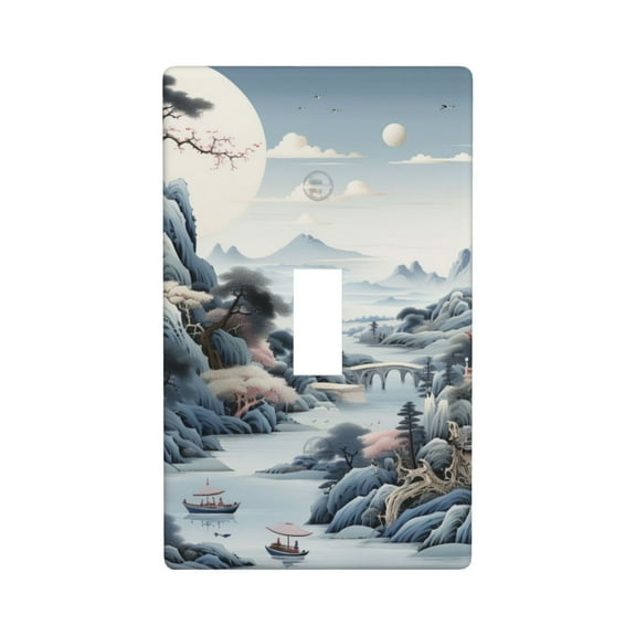 1-Gang Toggle Wall Plate Single Light Switch Cover - Chinese Style Powder Chinoiserie Toile