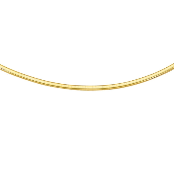 14K Yellow Solid Gold Classic Omega 3mm Chain 7" long Diamond Cut Bracelet with Box Catch Clasp