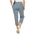 thumbnail image 6 of LADIGASU Women's Solid Color Stretch Waist Strap Pocket Zipper Pants 7 Quarter Pants, 6 of 9