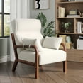 thumbnail image 5 of Bestier Mid-Century Modern Accent Chair with Solid Wood Frame & Pillows, 37" Upholstered Reading Lounge Chair for Living Room, Bedroom, Beige, 5 of 10