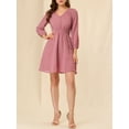 thumbnail image 6 of INSPIRE CHIC Women's Solid Cute V Neck Half Sleeve Flowy a-Line Chiffon Dress L Pink-a, 6 of 8